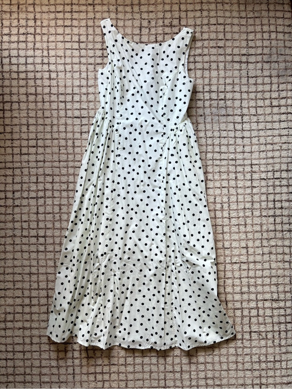 A New Day White Maxi Dress with Black Polka Dots